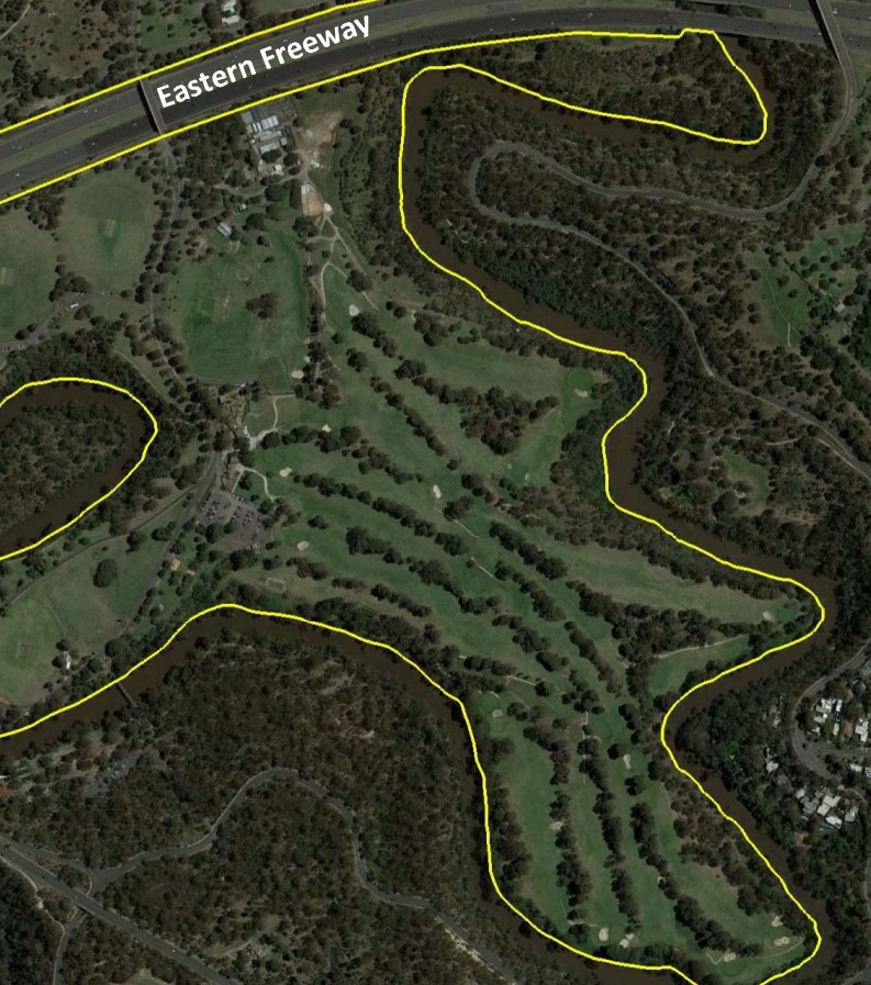 yarra bend golf aerial view